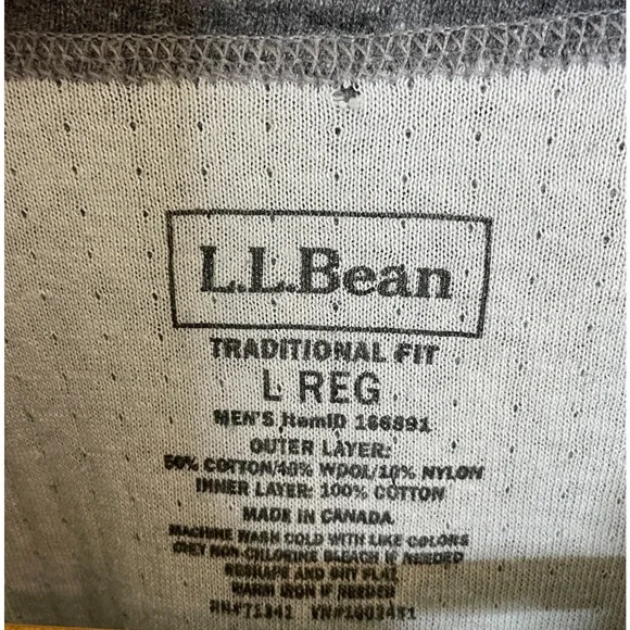 Men's Large L.L.Bean Gray Wool Blend River Driver's Shirt Traditional Henley - Picture 3 of 4